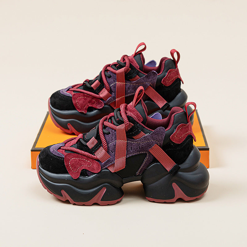 Women's Clunky Winter Fleece-lined Platform Height Increasing Sneakers