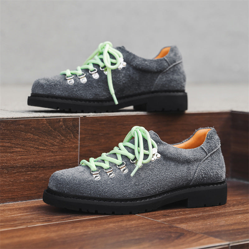 Thick Bottom Heighten British Style Retro Round Leather Shoes