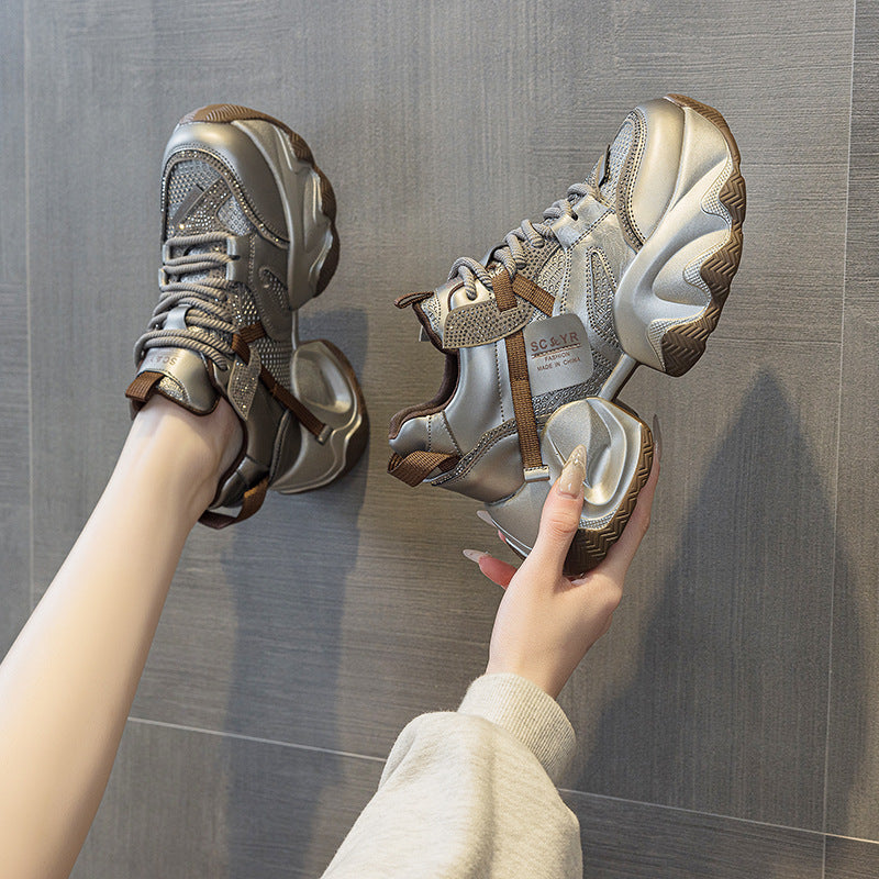 Women's Platform Height Increasing Insole Small Sports Casual Shoes