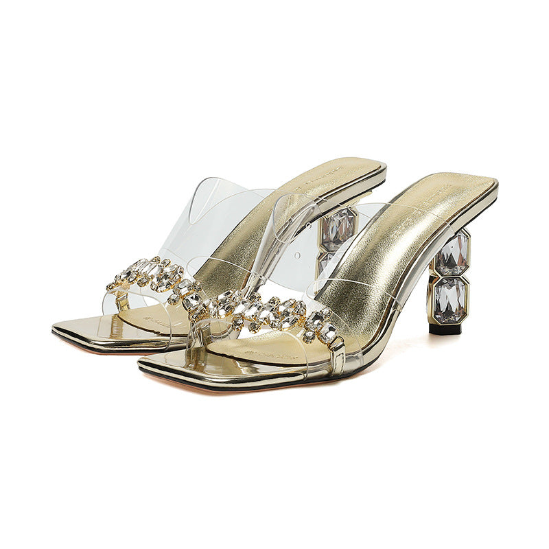 Transparent V Outer Wear Elegant Sexy Heels