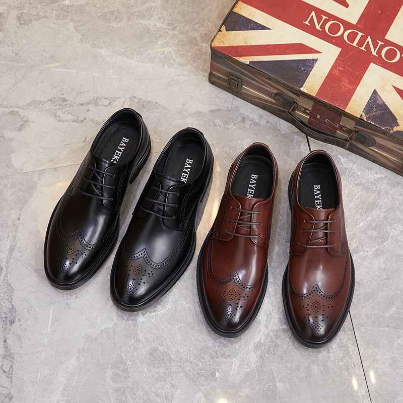 Men's Versatile Brogue Business Low Comfortable Leather Shoes