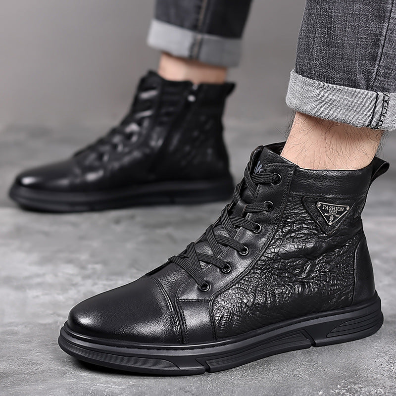 Men's British First Layer Cowhide Extra Large Boots