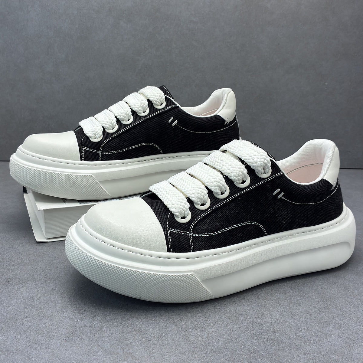 Men's Cloth Lightweight Platform Cowhide Green Fashion Men's Board Shoes