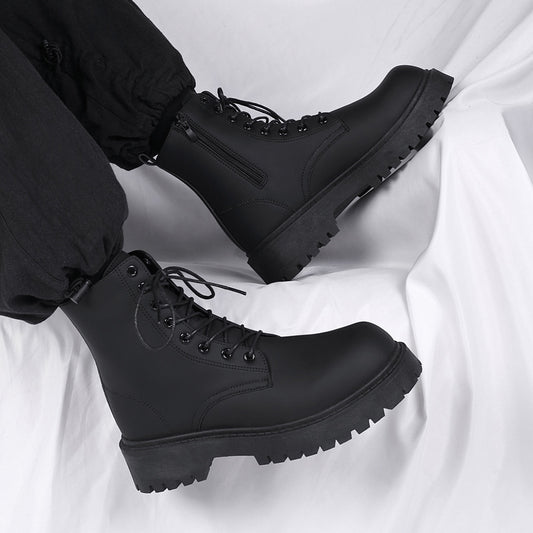 Men's Autumn Black British Style Motorcycle Worker Boots