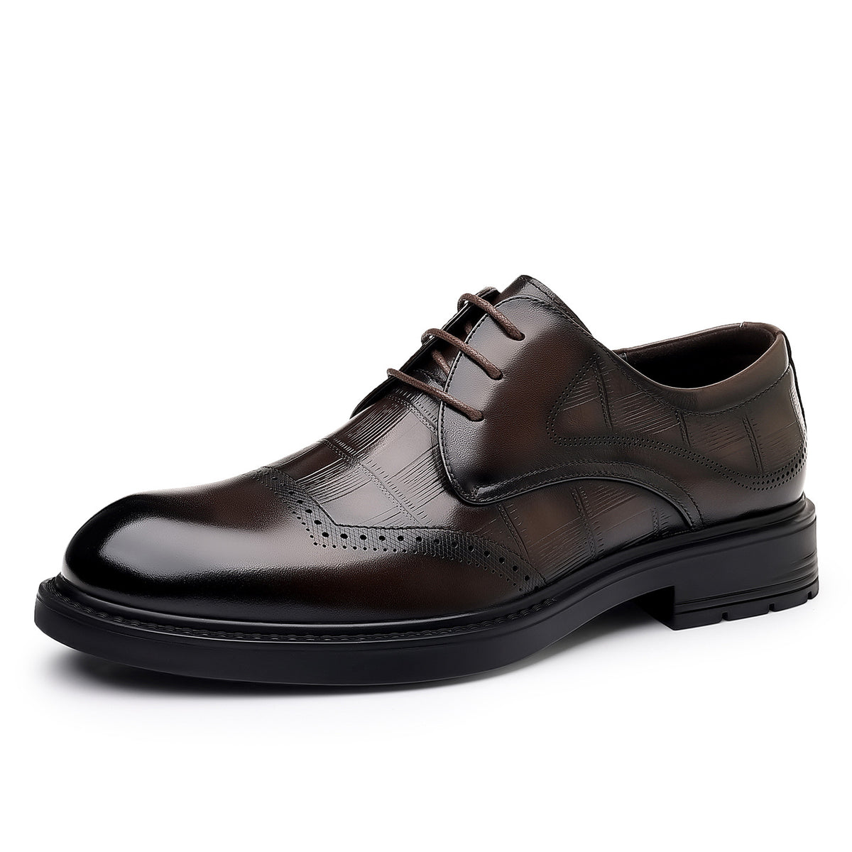 Men's Formal Wedding Embossed Brogue Cowhide Men's Shoes