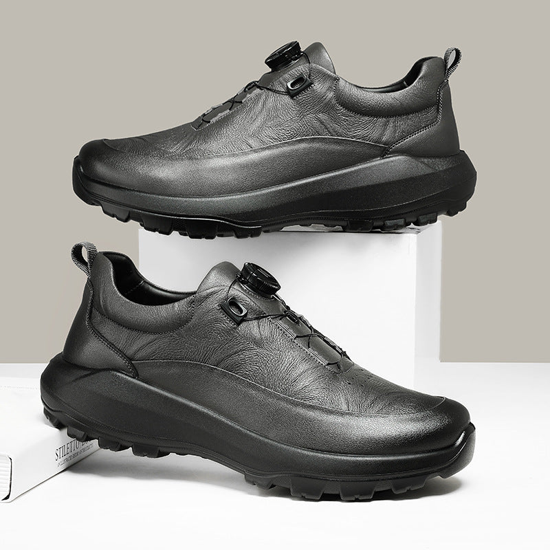 Men's Foam Bottom Business Rotating Buckle Lining European Code Standard Men's Casual Leather Shoes