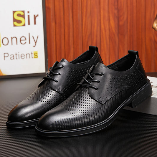 Classic Men's Business Breathable Comfortable Punching Leather Shoes
