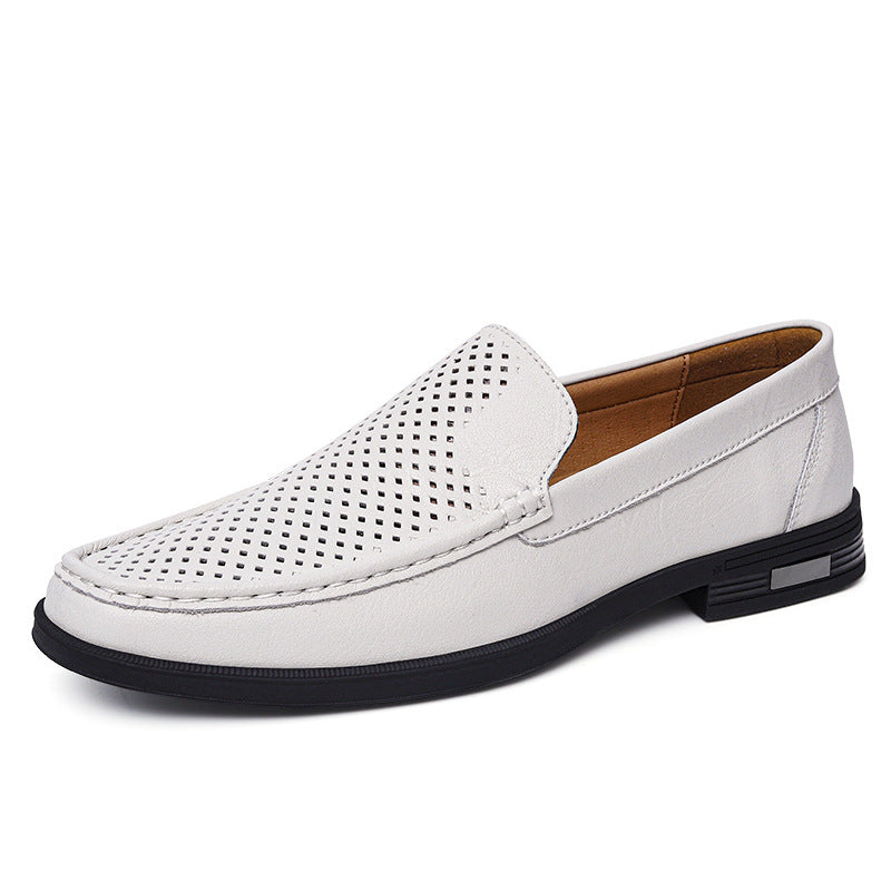 Men's Plus Size Cowhide British White Business Men's Casual Leather Shoes