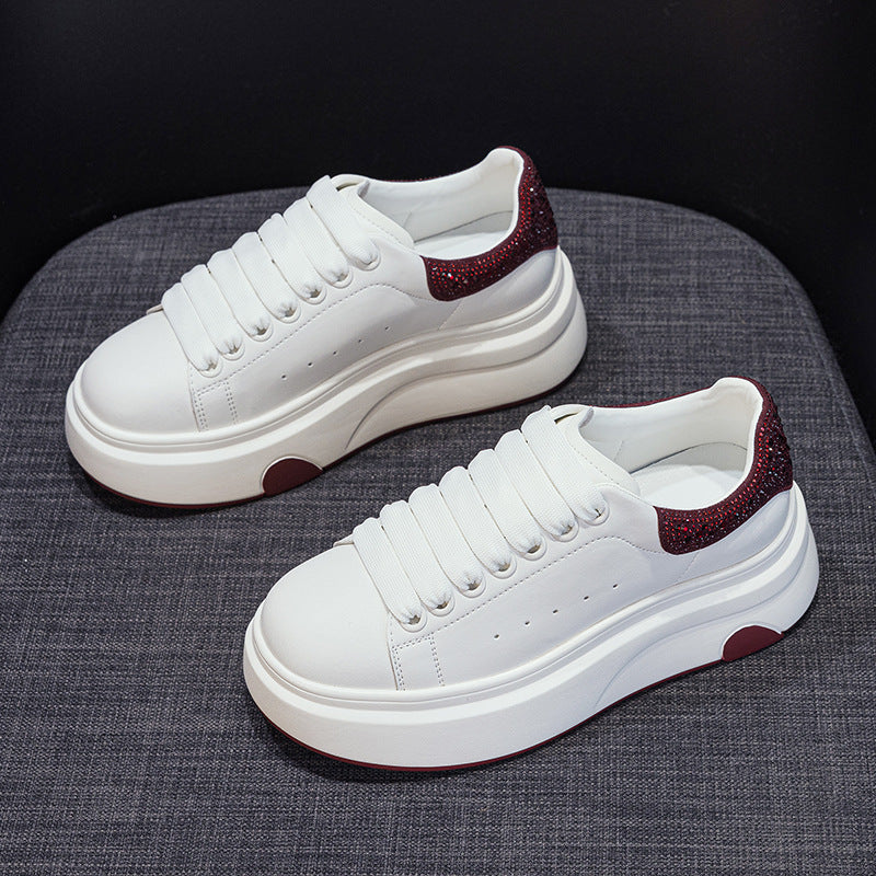 Women's Love Korean Style Platform White Spring Sneakers