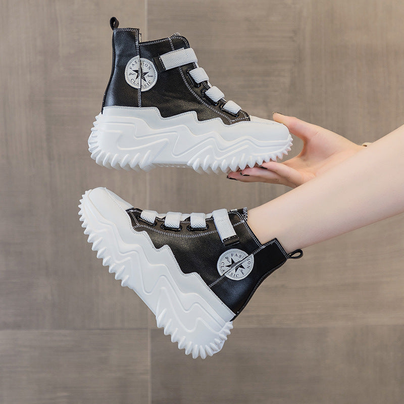 Women's Versatile Height Increasing Insole Korean Style White Women's Sports Shoes