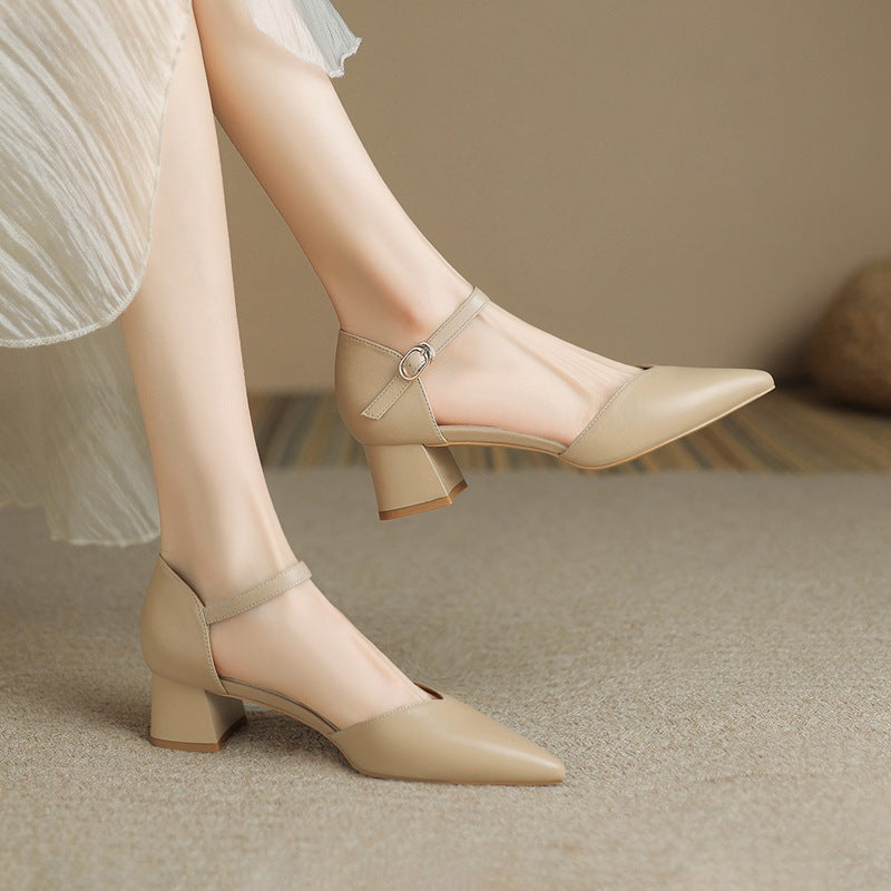 Women's Toe Elegant Versatile Fashion Closed Chunky Heels