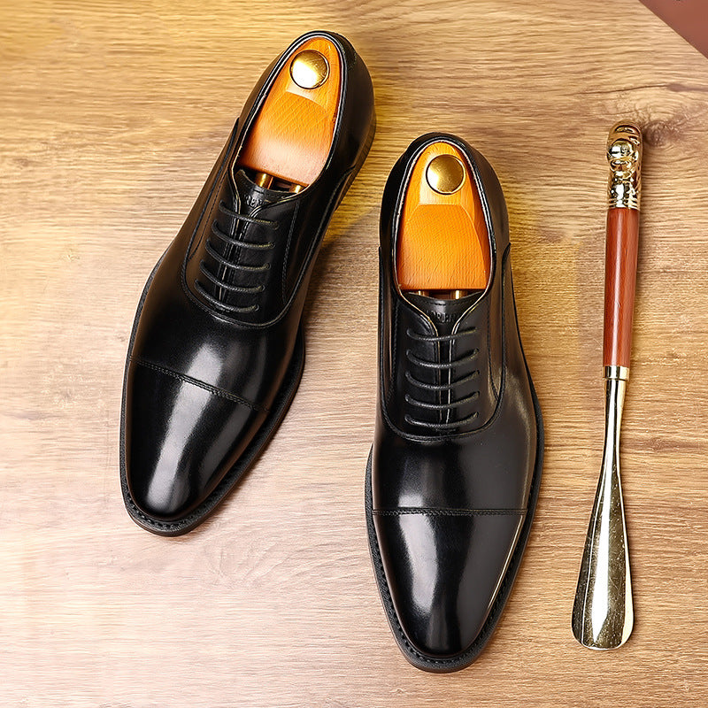 Men's Breathable Formal First Layer Cowhide Wedding Leather Shoes