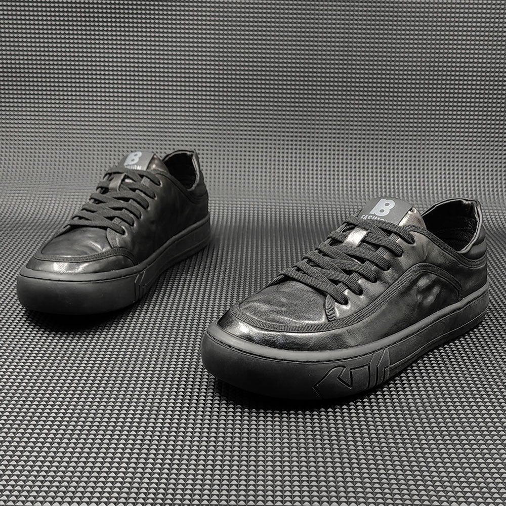 Men's First Layer Cowhide Head Tilt Cute Sneakers