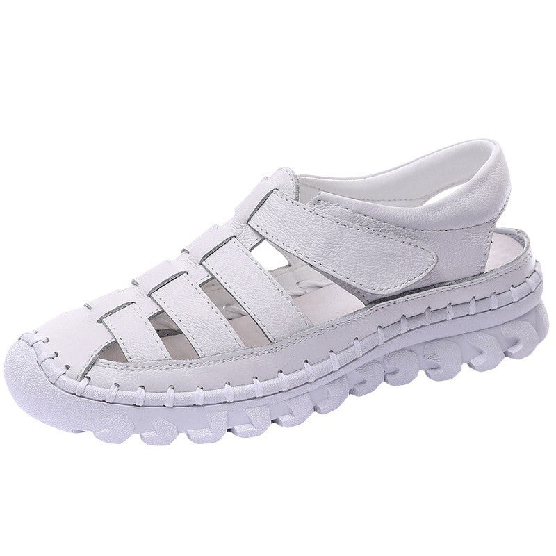 Women's Flat Low Cut Round Head Solid Color Genuine Versatile Casual Shoes