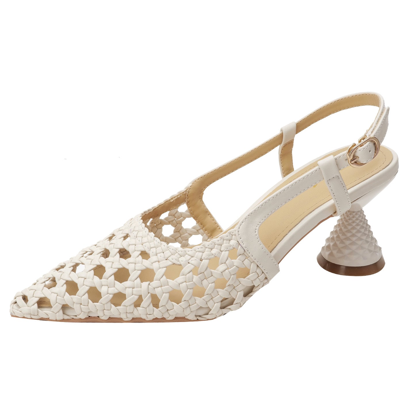 Women's Woven High Summer Breathable Strap Shallow Mouth Heels