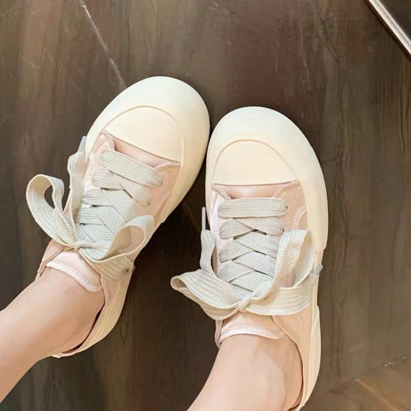 Women's Pump Half Summer Thick Sole Increased Fresh Satin Slippers