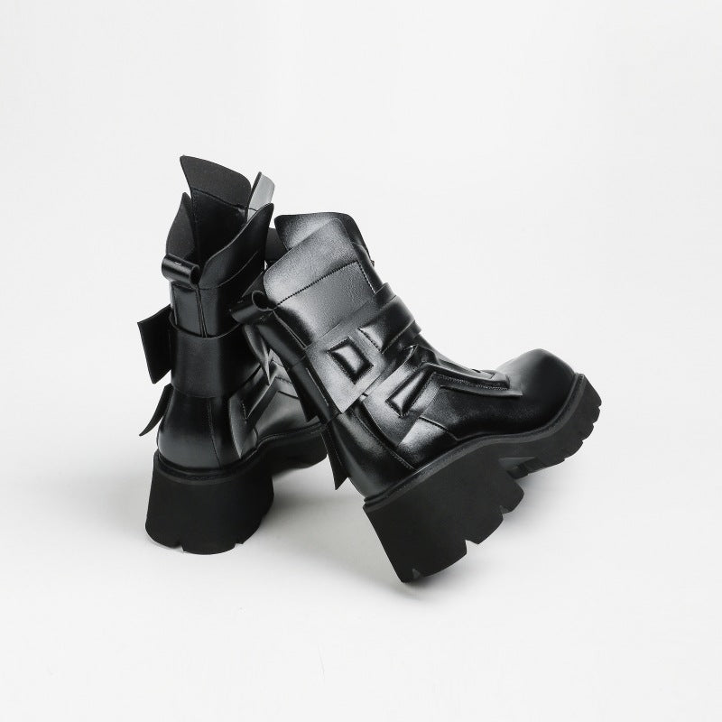 Black Warrior Knight Niche Height Increasing Boots