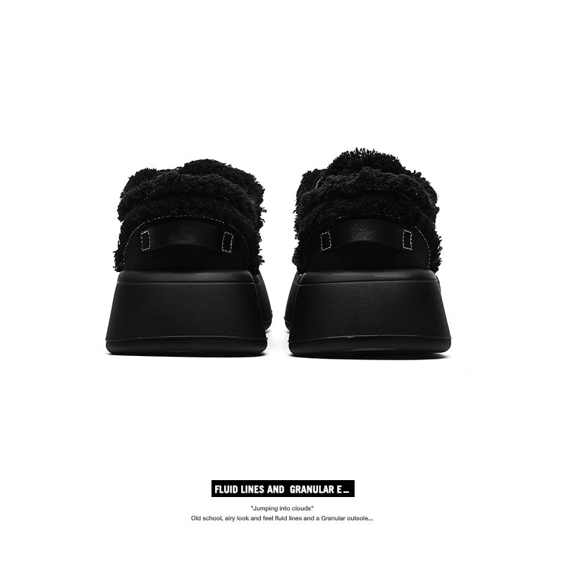 Women's & Men's Horseshoe Black White Platform For Board Minority Canvas Shoes
