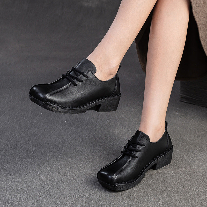 Women's & Men's Shu Autumn Front British Style Top Layer Cowhide Retro Men's Shoes