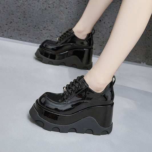 Women's Platform Spring Wedge Hidden Elevator British Loafers