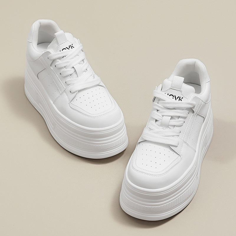 Women's Platform Height Increasing Insole White Spring Casual Shoes