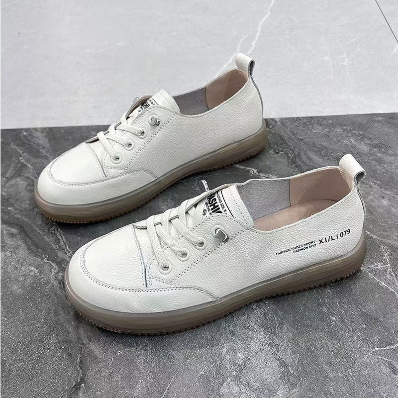 Women's First Layer Cowhide Easy Wear Slip-on Leather Shoes