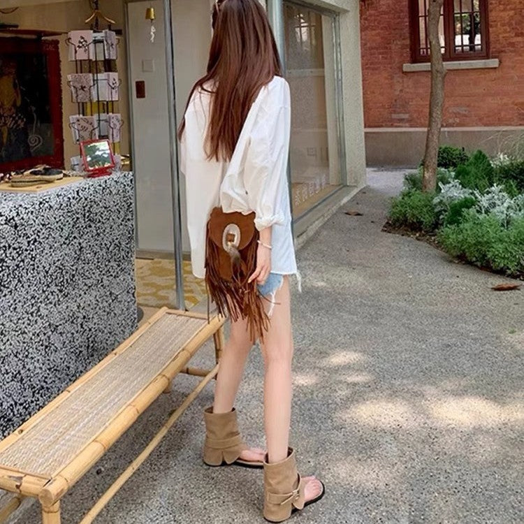 Fashion Toe Summer Genuine Round Personality Sandals