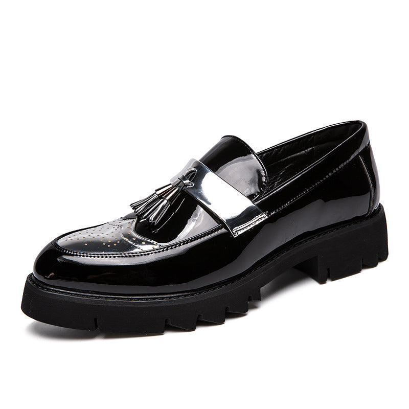 Korean Style British Trend Pointed Patent Glossy Casual Shoes