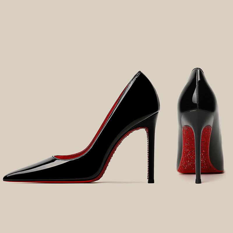 Women's Red High Stiletto Beautiful Sexy Wedding Black Patent Heels