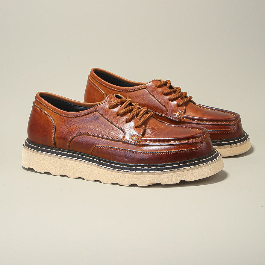 Men's Autumn Korean Style Genuine Fashion Versatile Men's Casual Leather Shoes