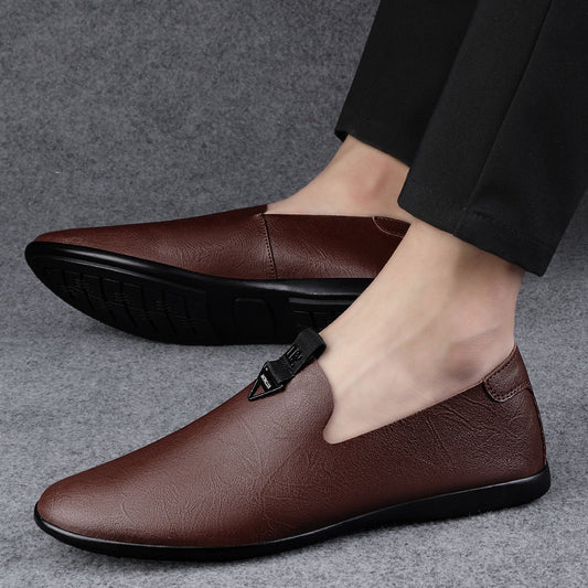 Men's Slip-on Lazy Flat Business Driving Breathable Leather Shoes