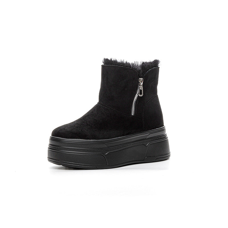 Women's Heightening Thickening Wool Fluffy Cotton Winter Snow Boots