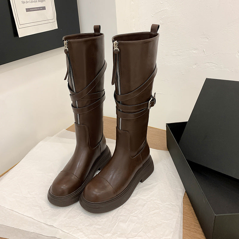 Women's Black Western Cowboy Chunky Martin Below Boots