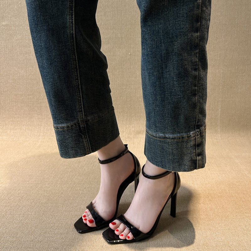 Women's Sexy Open Toe High Summer Square Fashion Heels