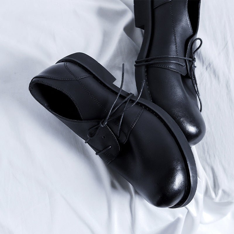 Green Thick-soled British Style Dad Round Head Casual Shoes