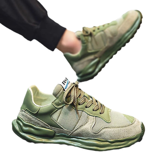 Men's Breathable Green Less Sports Running Mesh Sneakers