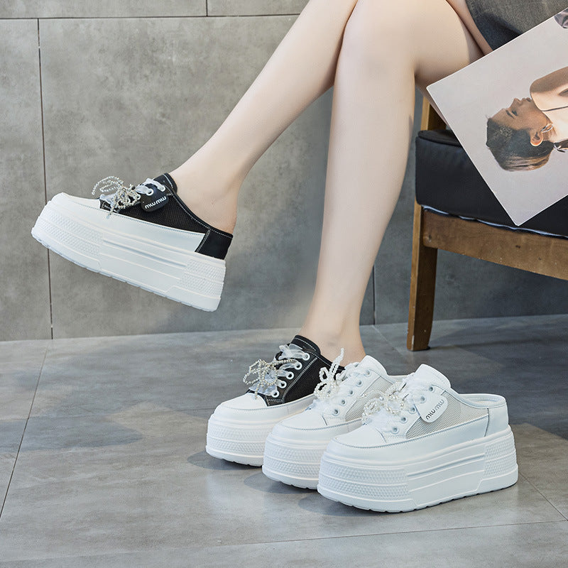 Women's Half Height Increasing Insole Outer Wear Thick Bottom Casual Shoes