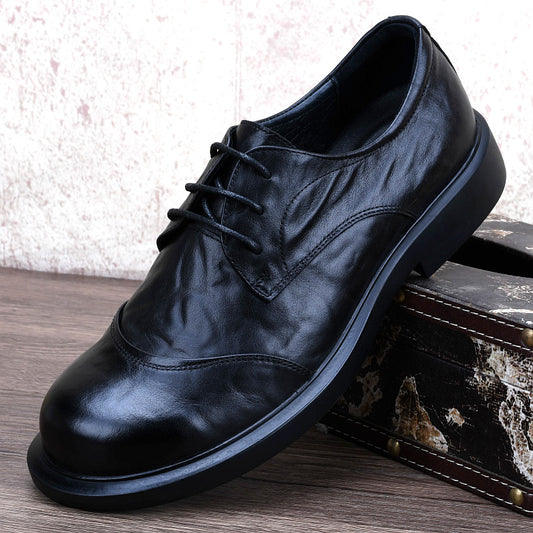 Men's Autumn First Layer Cowhide Breathable Deodorant Leather Shoes