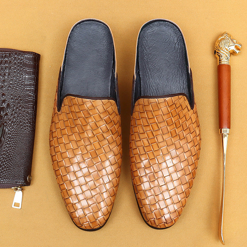 Men's Genuine Summer Wear Business Hand-woven Half Sandals