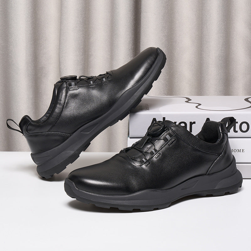 Men's Rotating Buckle Genuine Full Cowhide Soft Leather Shoes