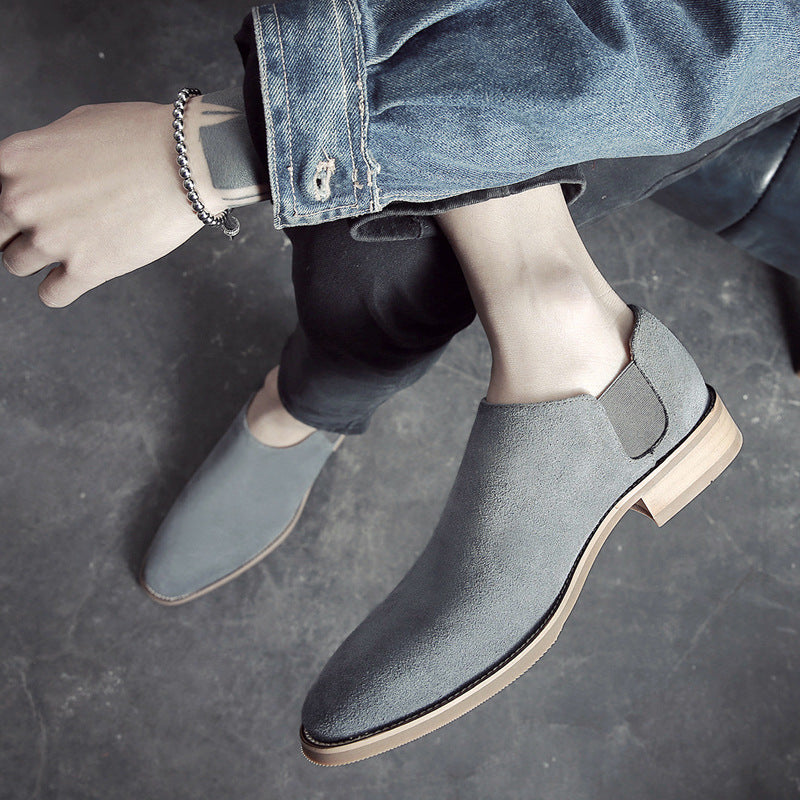 Men's Korean Style Pointed British Suede Calf Men's Shoes