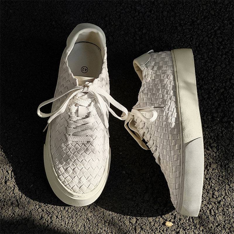 Men's Woven Soft Bottom Wild Comfortable Lightweight Low Men's Board Shoes