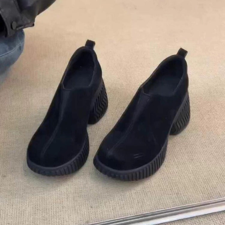 Women's Retro Round Head Slip-on Platform Small Commuter Women's Fashion Shoes