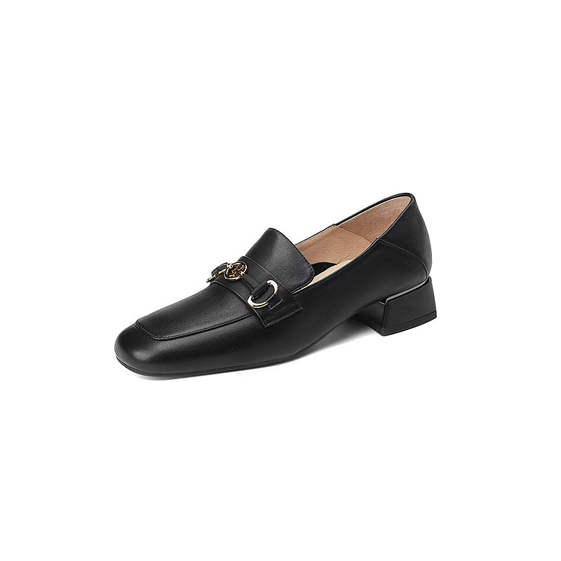 Women's Versatile Single-layer Chunky British Mid One Women's Shoes