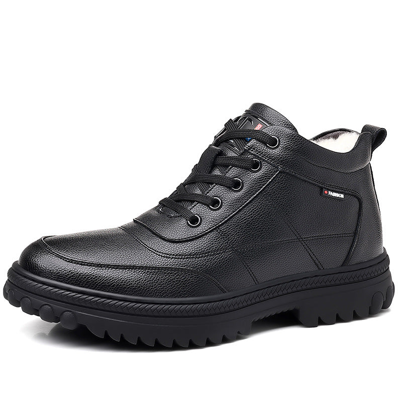 Men's Warm With Veet Thick Cotton Genuine Wool Boots