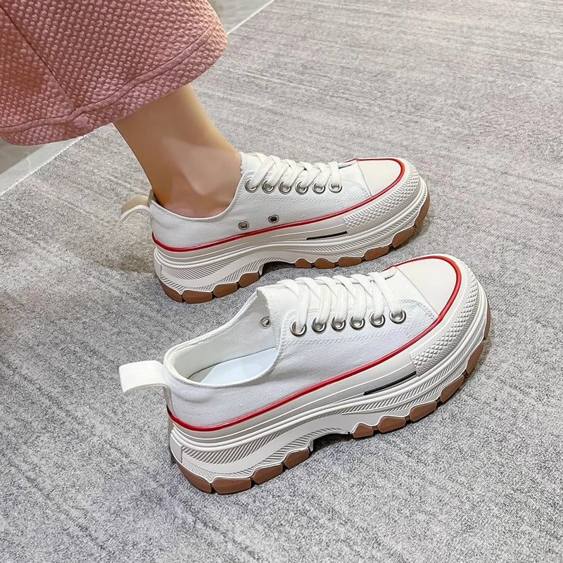 Women's Leisure Thick-soled Small Height Increasing Breathable Canvas Shoes