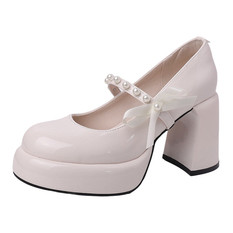 Women's Chunky Mary Jane Spring Word With Heels