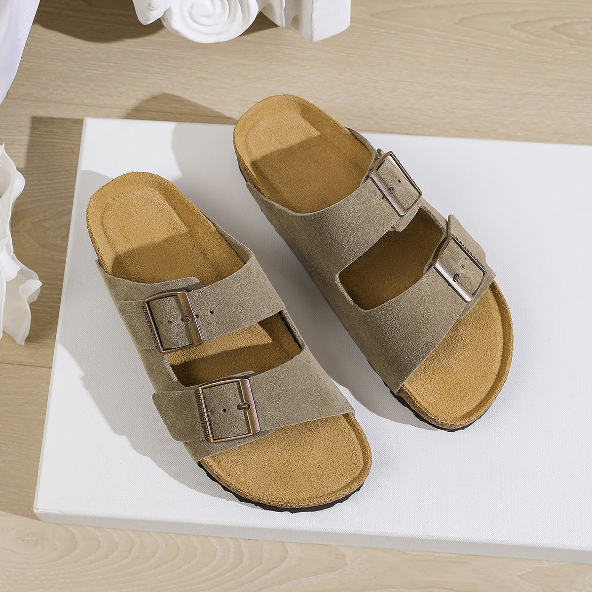 Women's & Men's Pure Original Cork Double-breasted Outerwear Two-word Sandals