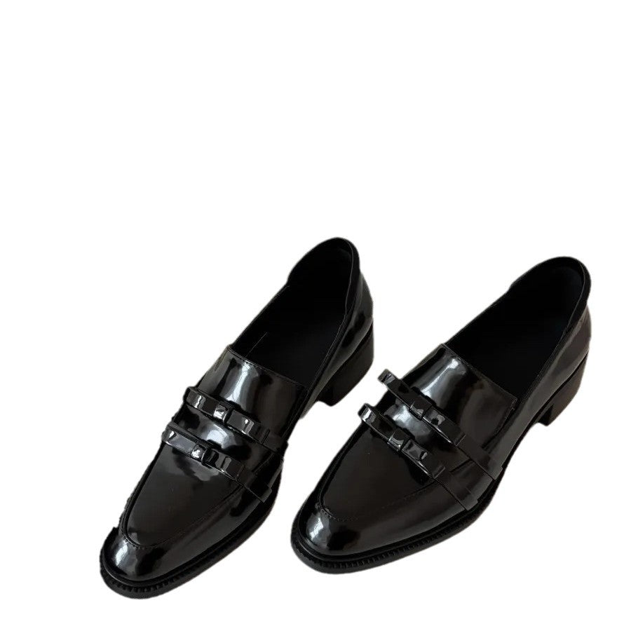Women's Style Authentic Slip-on Commuter French Bow Chunky Loafers