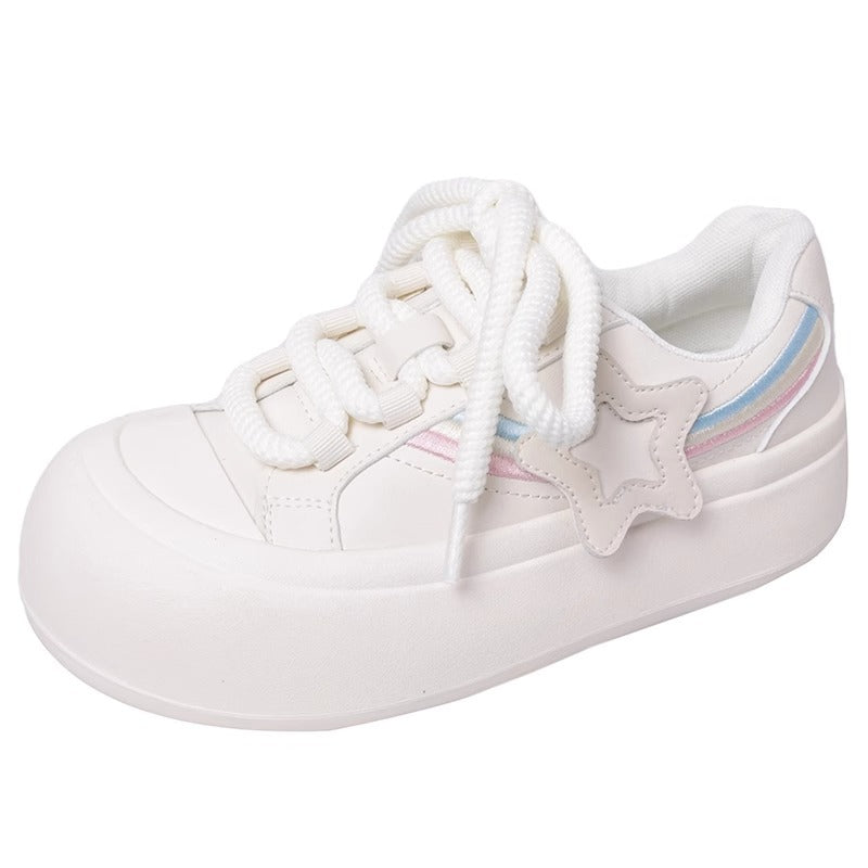 Women's Ugly Cute Bread Spring Korean Style Round Toe White Casual Shoes